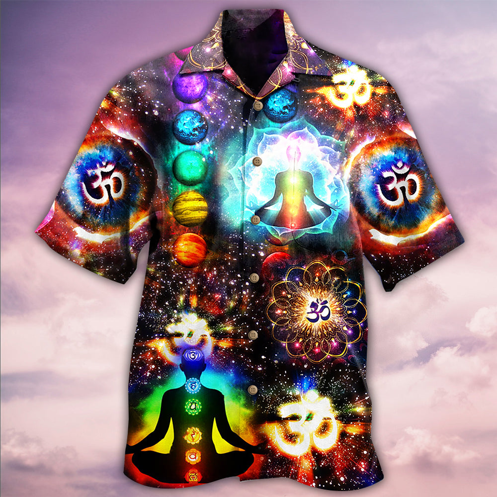 Yoga Hawaiian Shirt Pattern Detail For Vacation Travel And Daily Wear