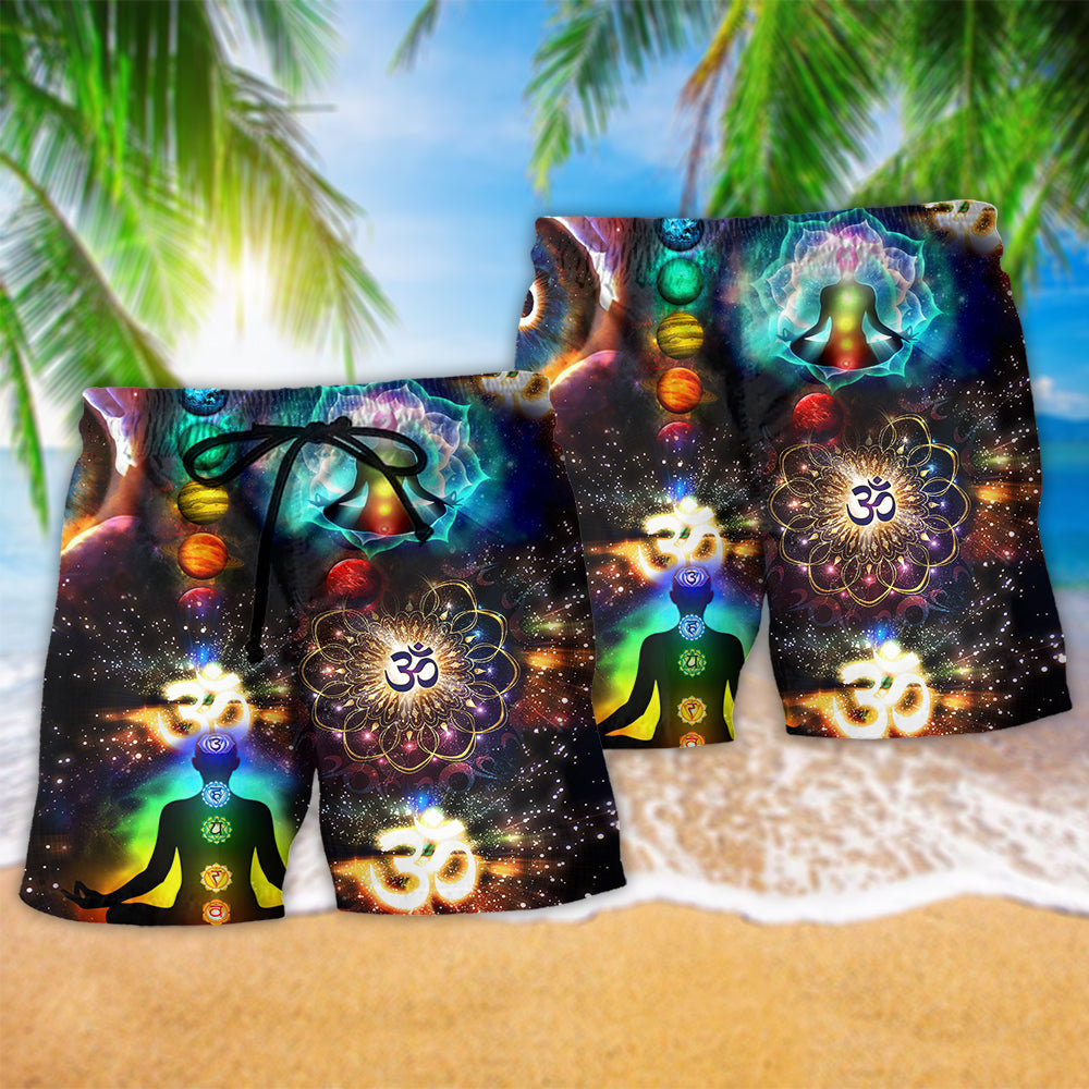 Yoga Soul Inspirational Beach Shorts Pattern Detail For Resort Wear And Casual Outdoor Comfort