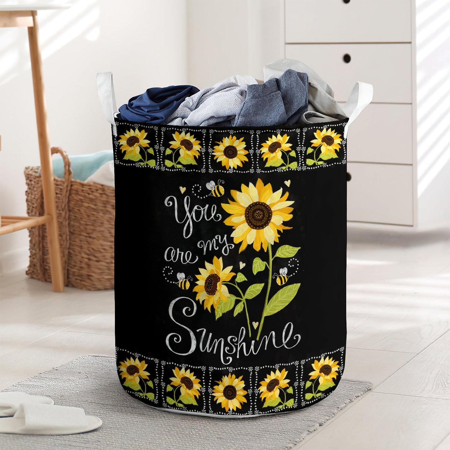 Little Sunflower You Are My Sunshine Laundry Basket For Bathroom Bedroom Storage