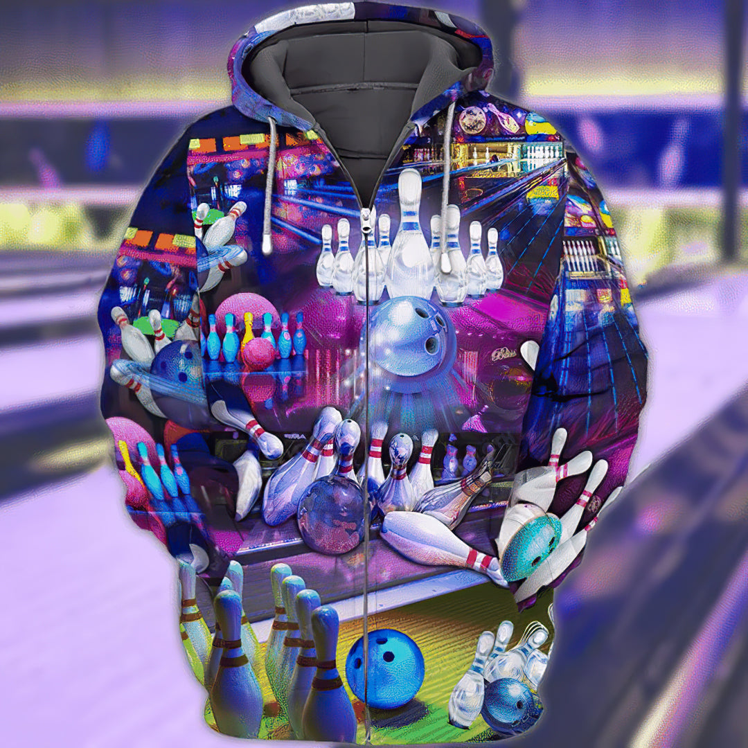 Purple Bowling Hoodie For Hobby Lovers Seasonal Outings And Gift Giving