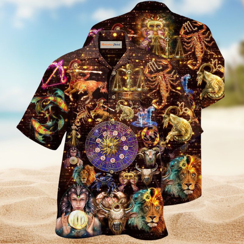 Zodiac Sparkling Signs Hawaiian Shirt For Beach Days, Summer Outings, And Thoughtful Gift Giving