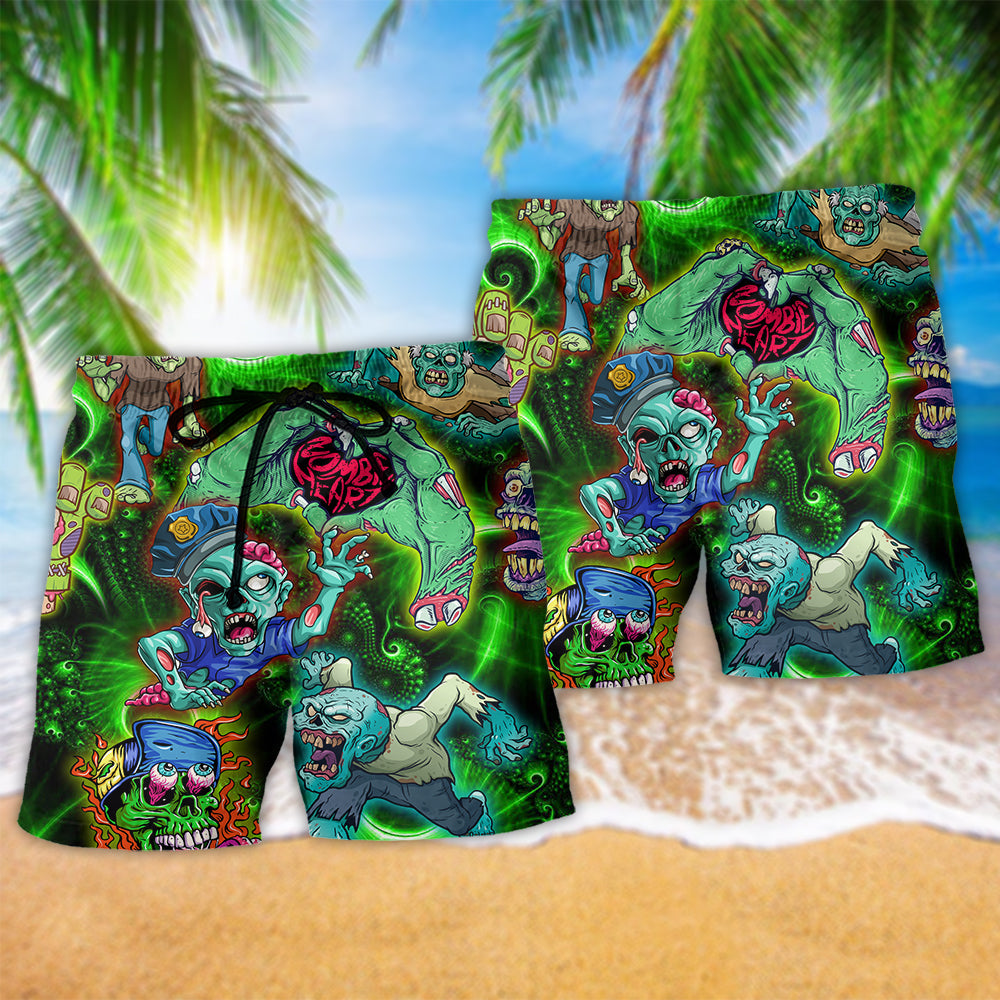 Zombie Eat Brains Safe Beach Shorts Pattern Detail For Seaside Leisure And Distinctive Seasonal Style