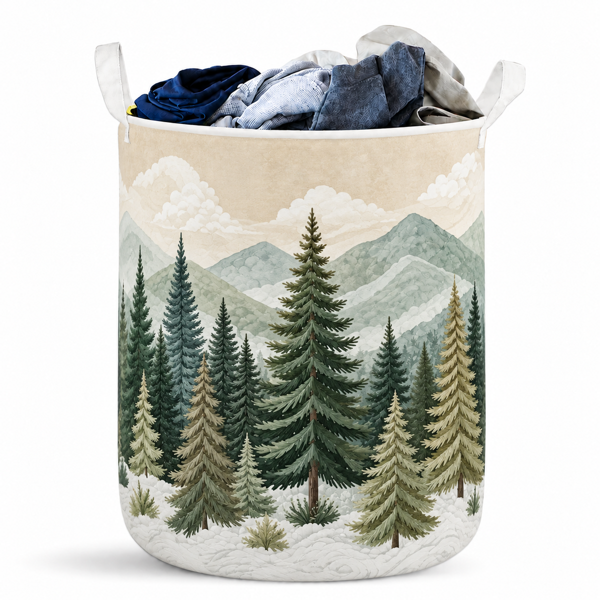Winter Pine Forest And Mountain Laundry Basket For Laundry Room Bathroom Bedroom Nursery And Everyday Home Organization