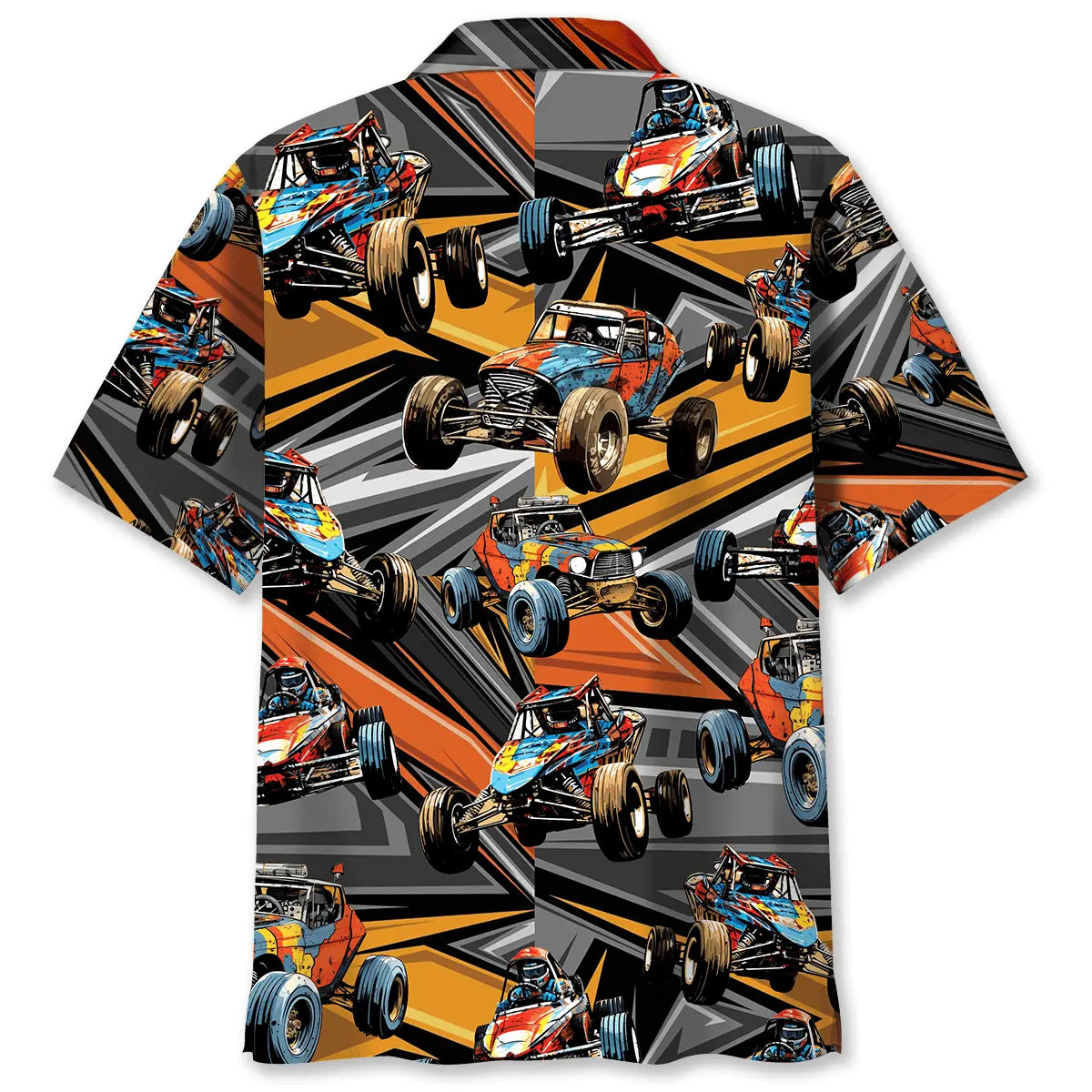 Abstract Quarter Midget Race Car Hawaiian Shirt For Summer Vacation, Beach Travel, And Casual Wear