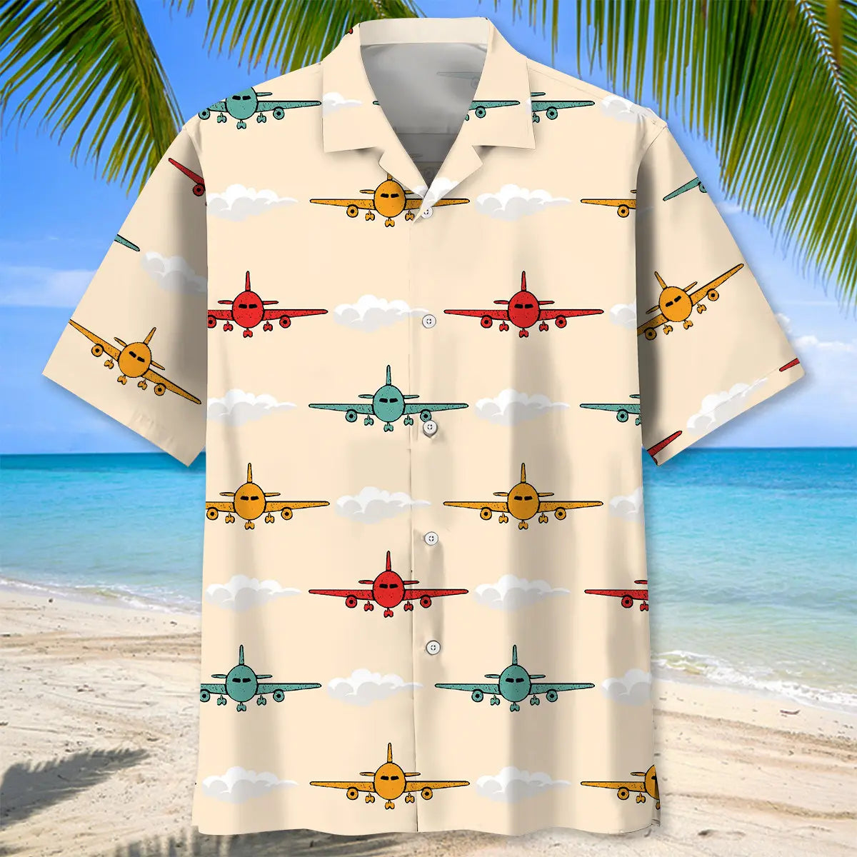 Airplane Colorful Hawaiian Shirt For Resort Escape, Poolside Gathering, And Travel Ready Style