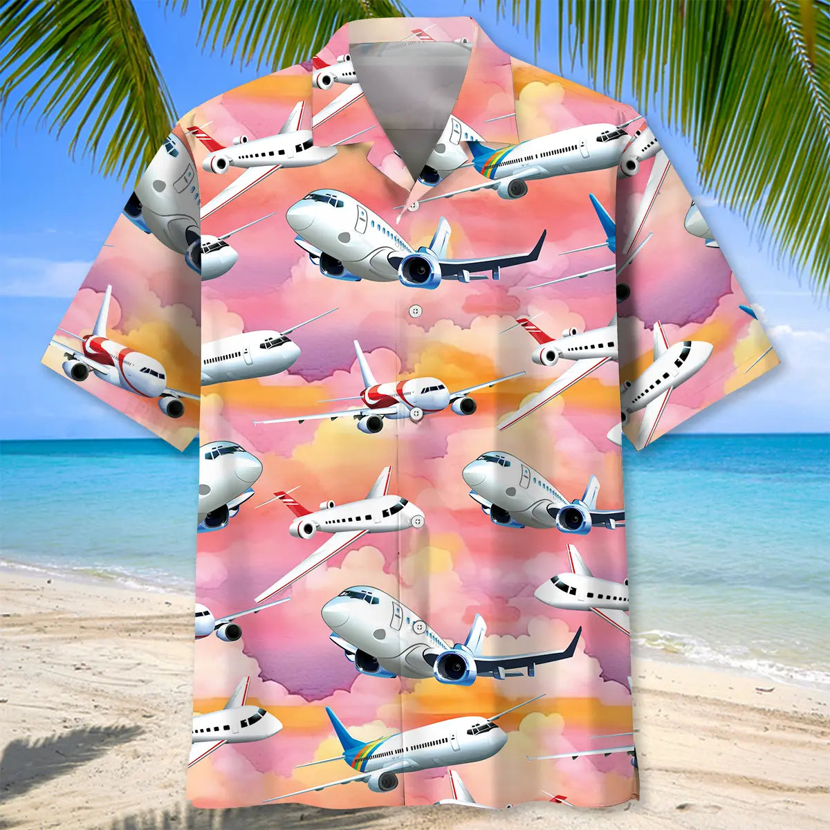 Airplane Vacation Hawaiian Shirt For Coastal Travel, Casual Events, And Comfortable Summer Wear