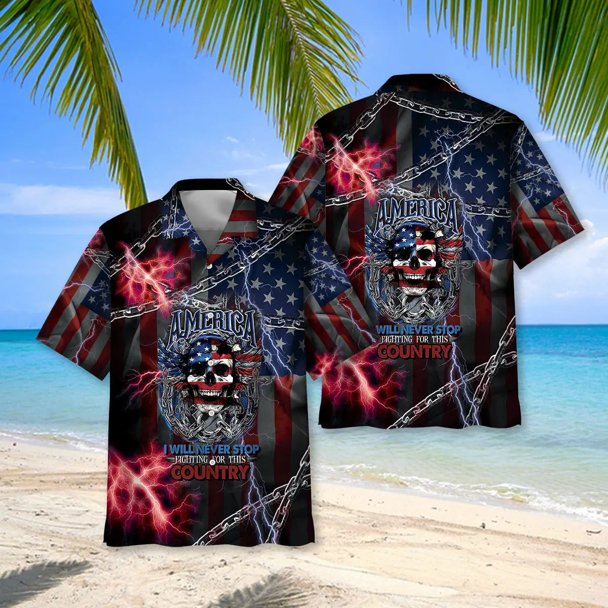 American Patriotism Hawaiian Shirt For Summer Vacation, Beach Travel, And Casual Wear