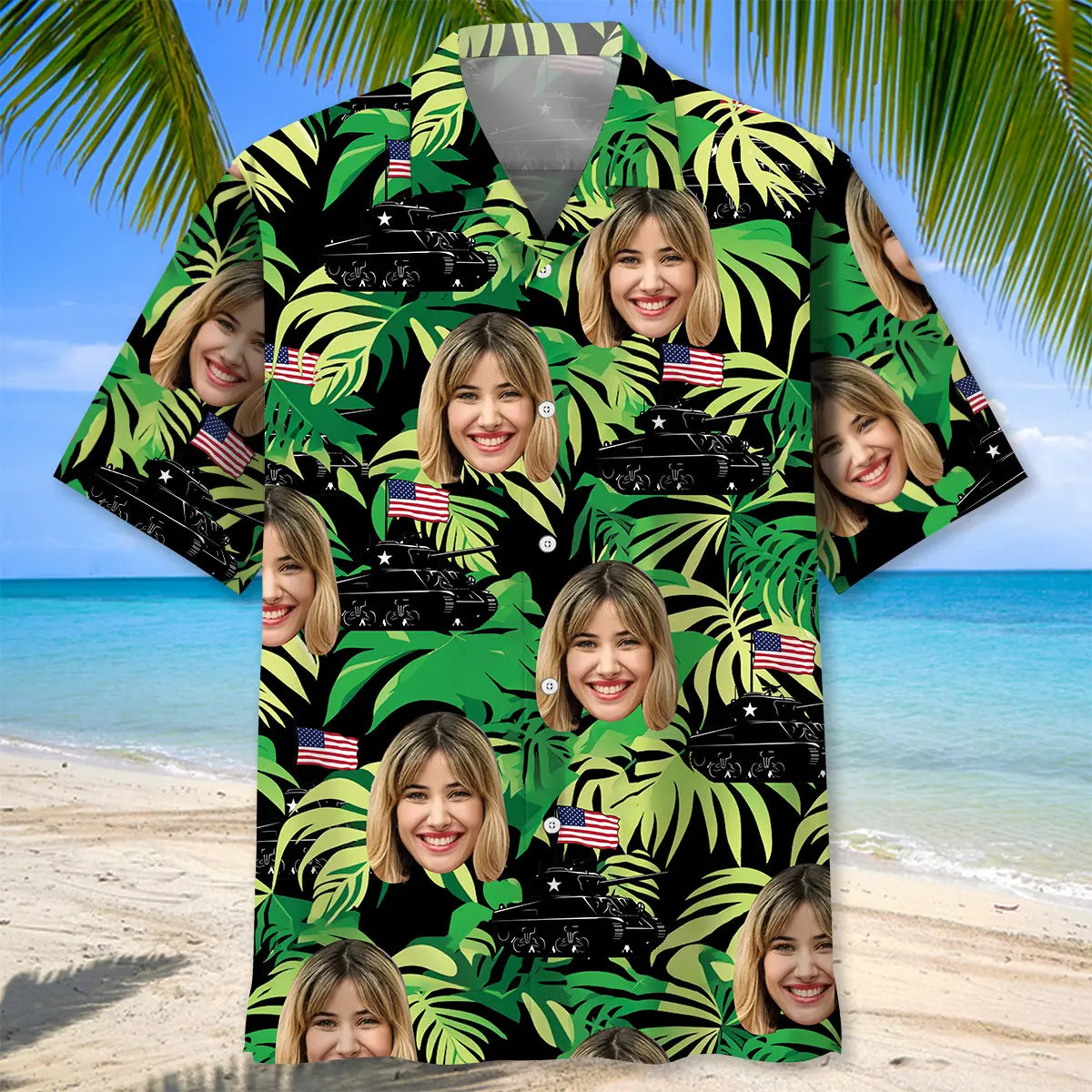 American Military Couple Tank Hawaiian Shirt For Tropical Holidays, Outdoor Gatherings, And Everyday Comfort