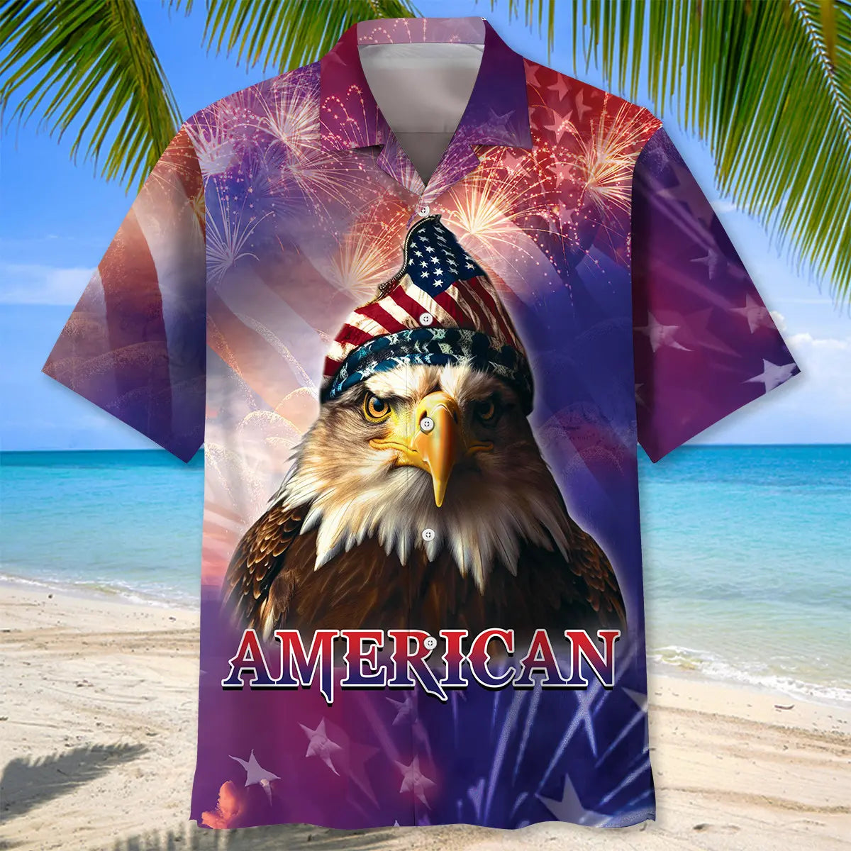 Patriotic American Eagle Hawaiian Shirt For Island Vacations, Resort Wear, And Relaxed Seasonal Style