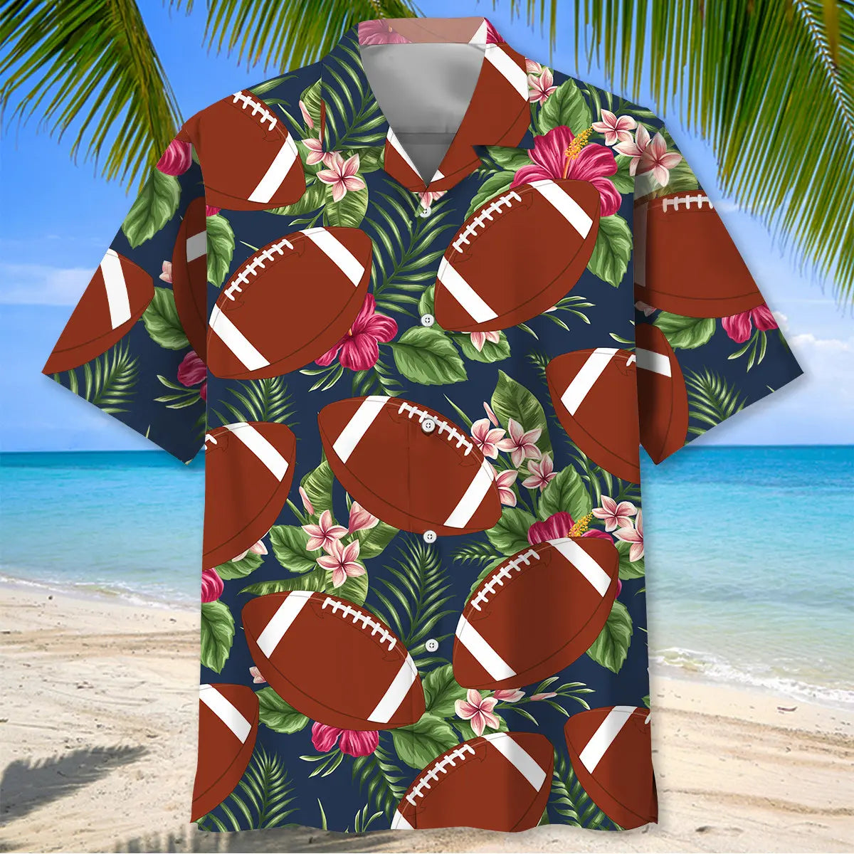 American Football Hawaiian Shirt For Summer Celebrations, Resort Days, And Relaxed Everyday Wear
