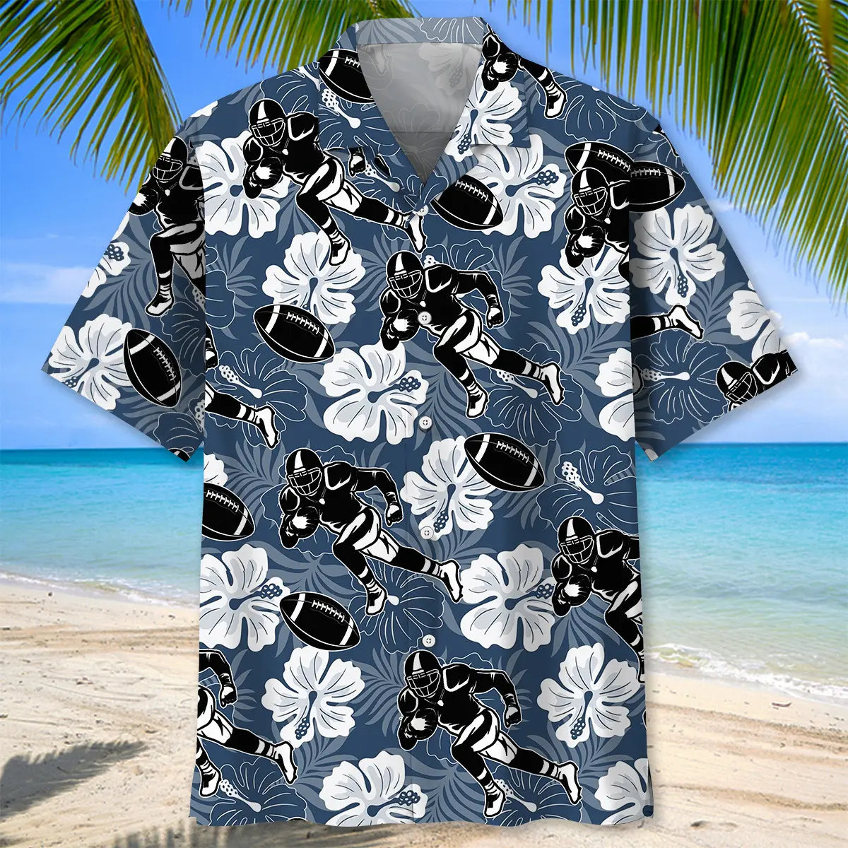 American Football Hibiscus Hawaiian Shirt For Holiday Gatherings, Coastal Trips, And Proud Seasonal Style