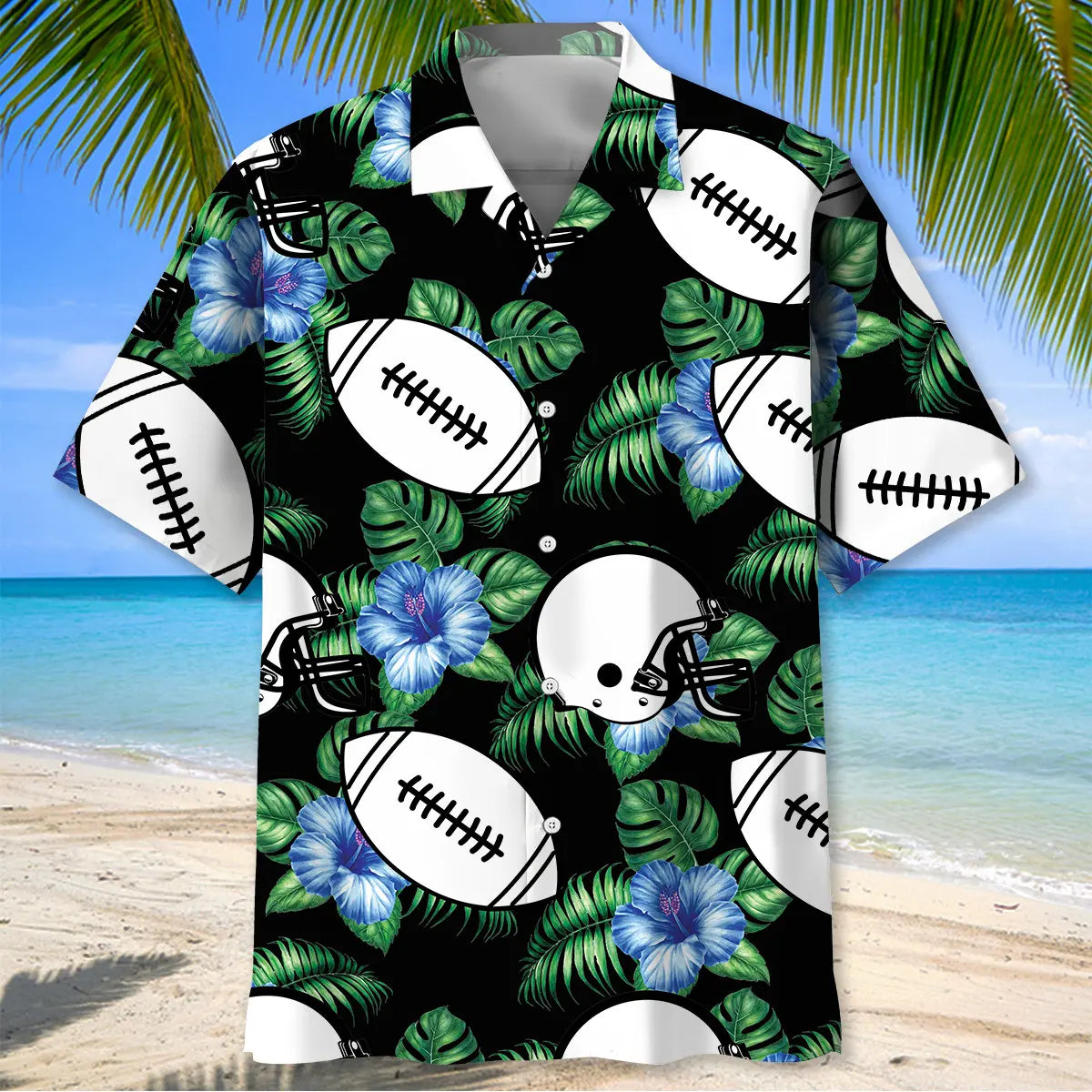 American Vintage Football Hawaiian Shirt For Summer Celebrations, Resort Days, And Relaxed Everyday Wear