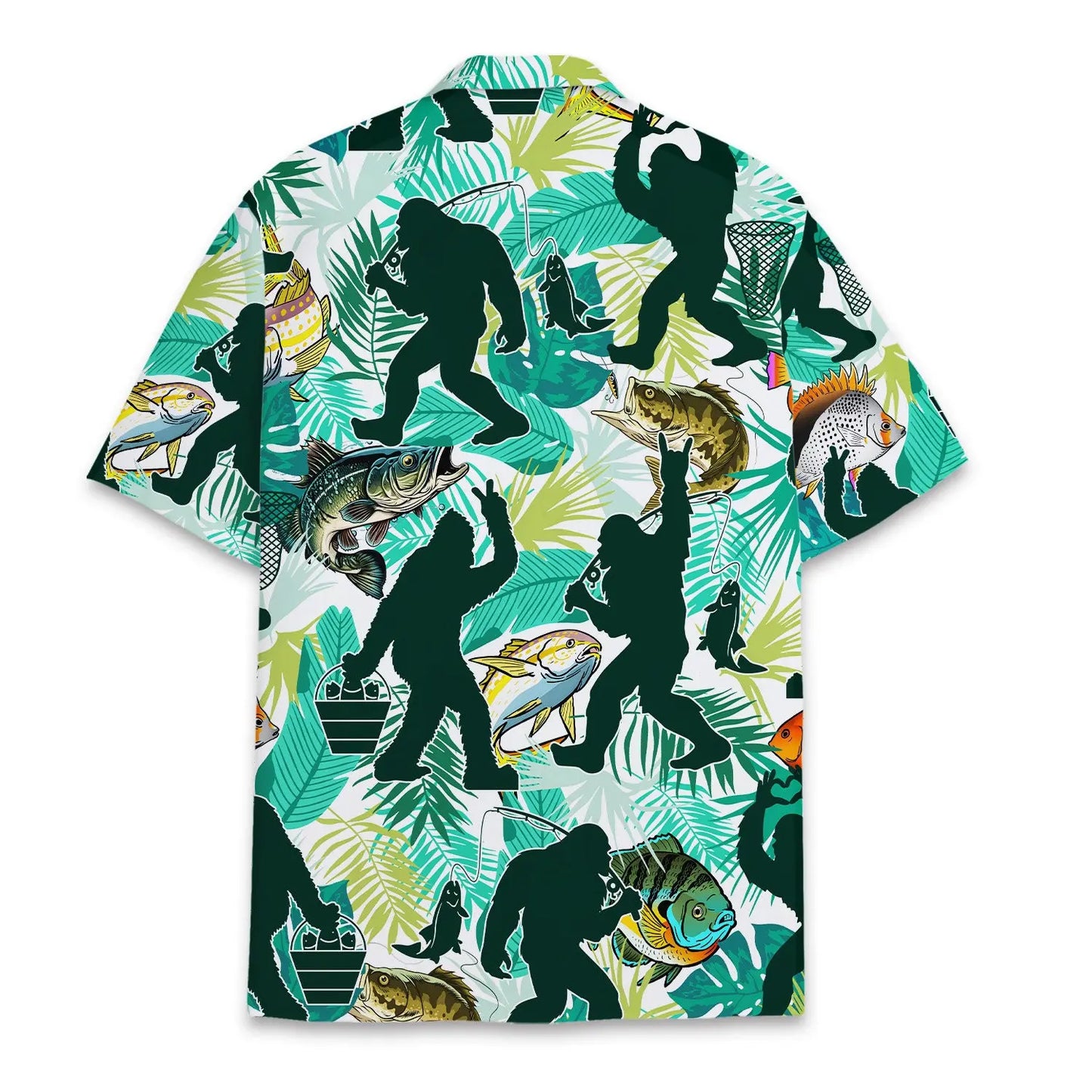Island Bigfoot Fishing Sasquatch Aloha Hawaiian Shirt For Tropical Holidays, Outdoor Gatherings, And Everyday Comfort