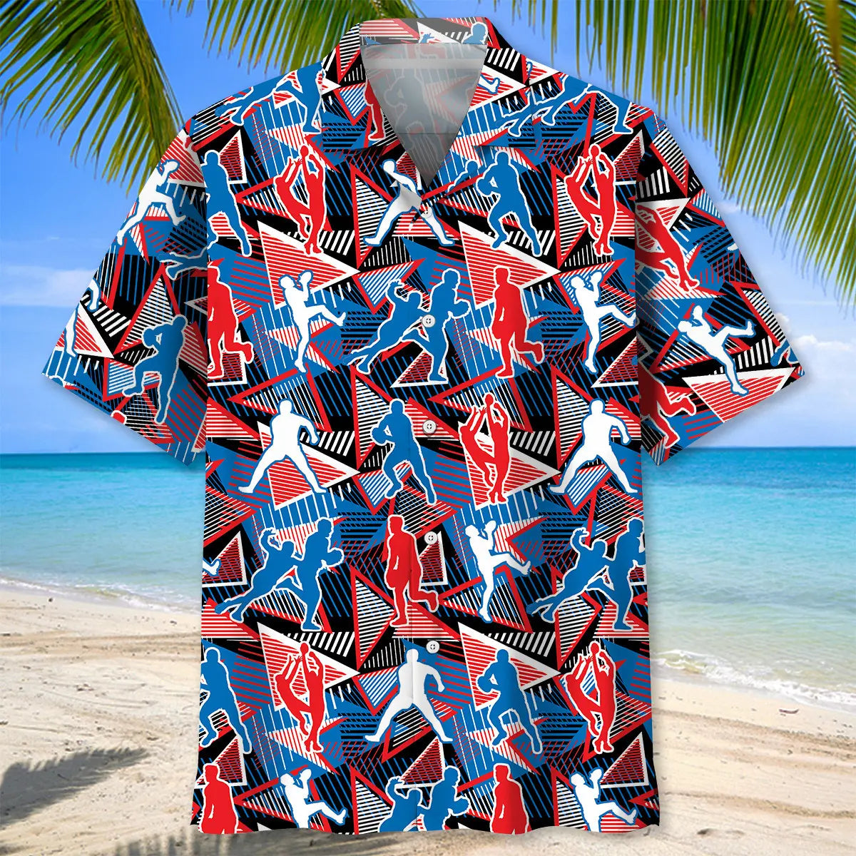Australian Abstract Football Rules Sporty Pattern Hawaiian Shirt For Summer Vacation, Beach Travel, And Casual Wear