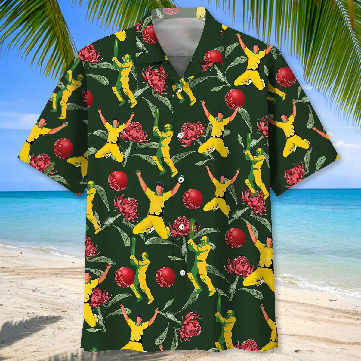Australian Colorful Cricket Hawaiian Shirt For Outdoor Adventures, Coastal Travel, And Comfortable Casual Style
