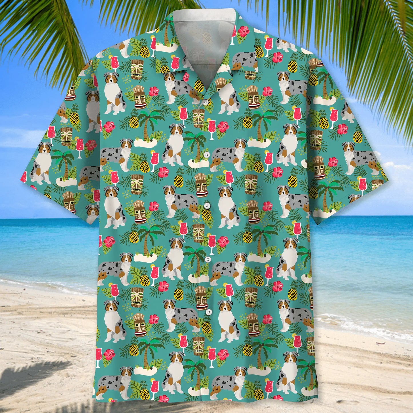 Australian Shepherd Beach Hawaiian Shirt For Beach Days, Coastal Adventures, And Thoughtful Gift Giving
