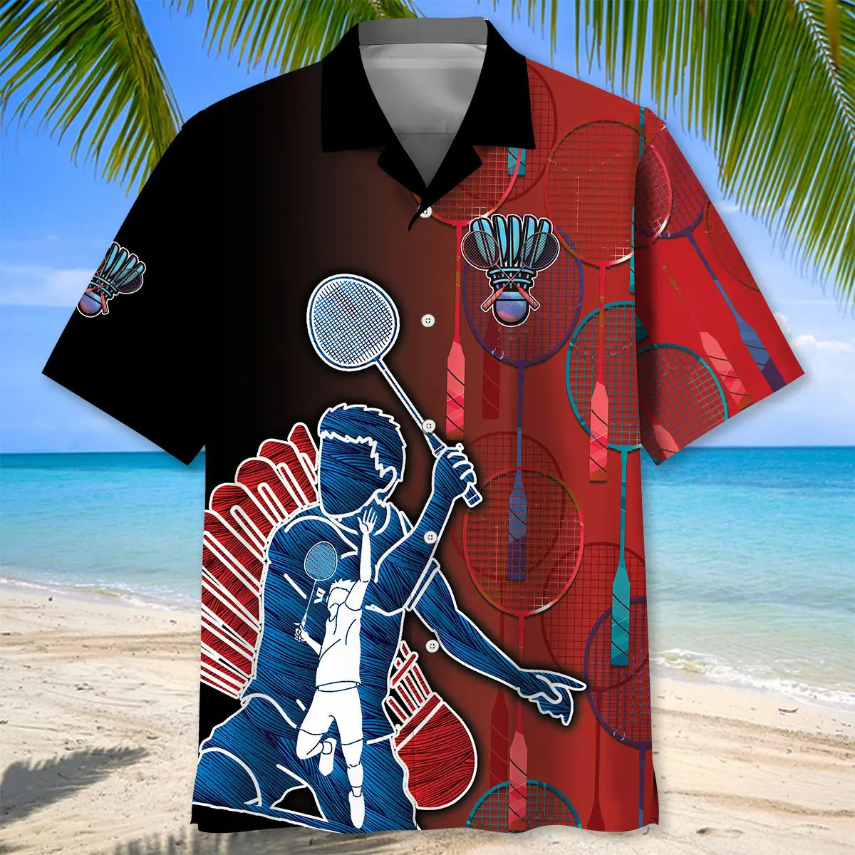 Badminton Creative Pattern Hawaiian Shirt For Resort Trips, Coastal Parties, And Warm Weather Style