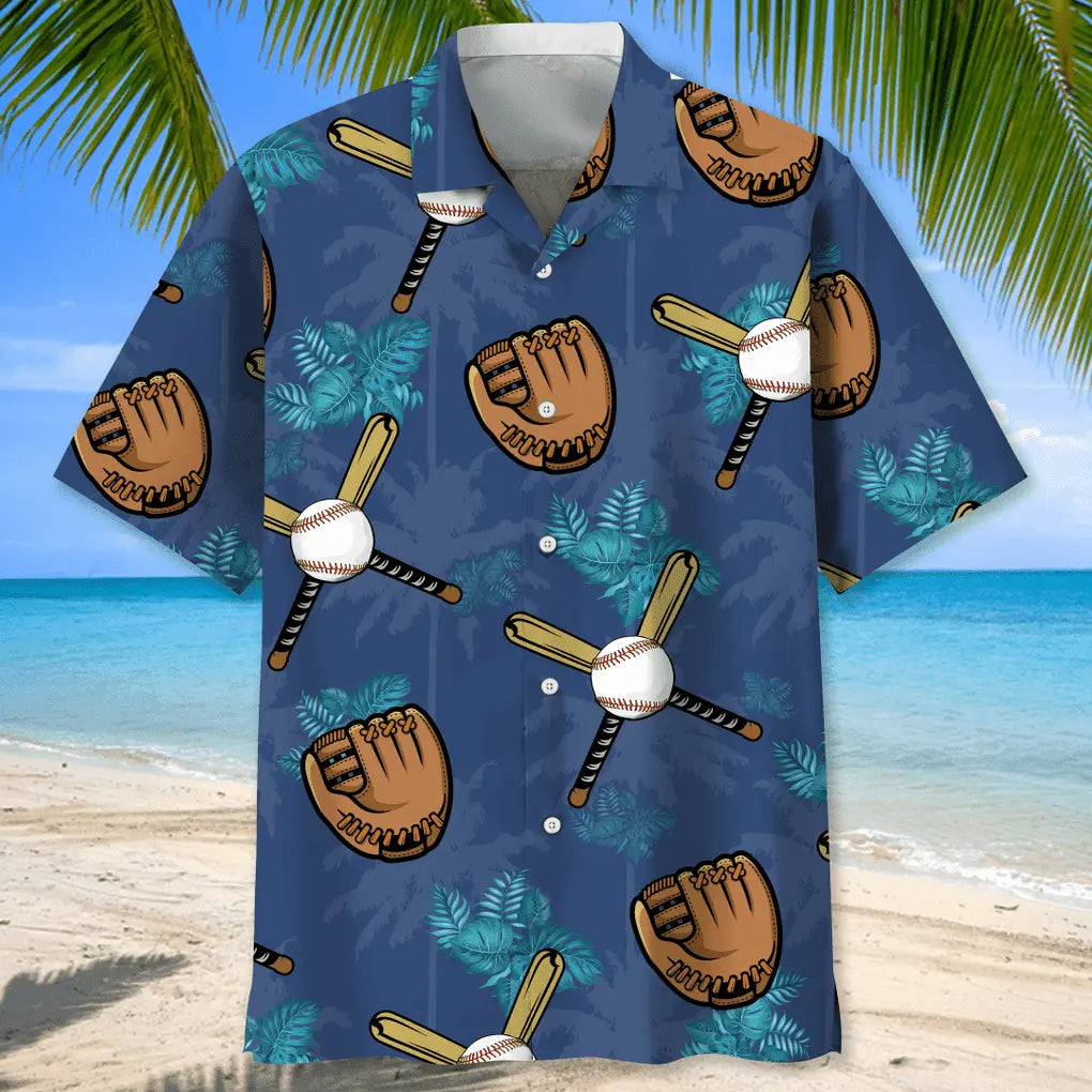 Tropical Baseball Hawaiian Shirt For Tropical Holidays, Resort Trips, And Relaxed Coastal Style