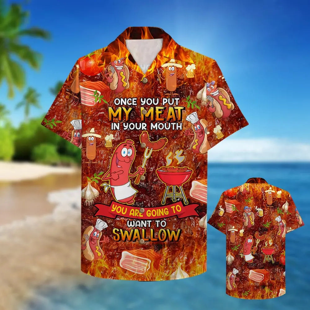 Funny BBQ Grill Outdoor Food Hawaiian Shirt For Island Vacations, Resort Wear, And Relaxed Seasonal Style