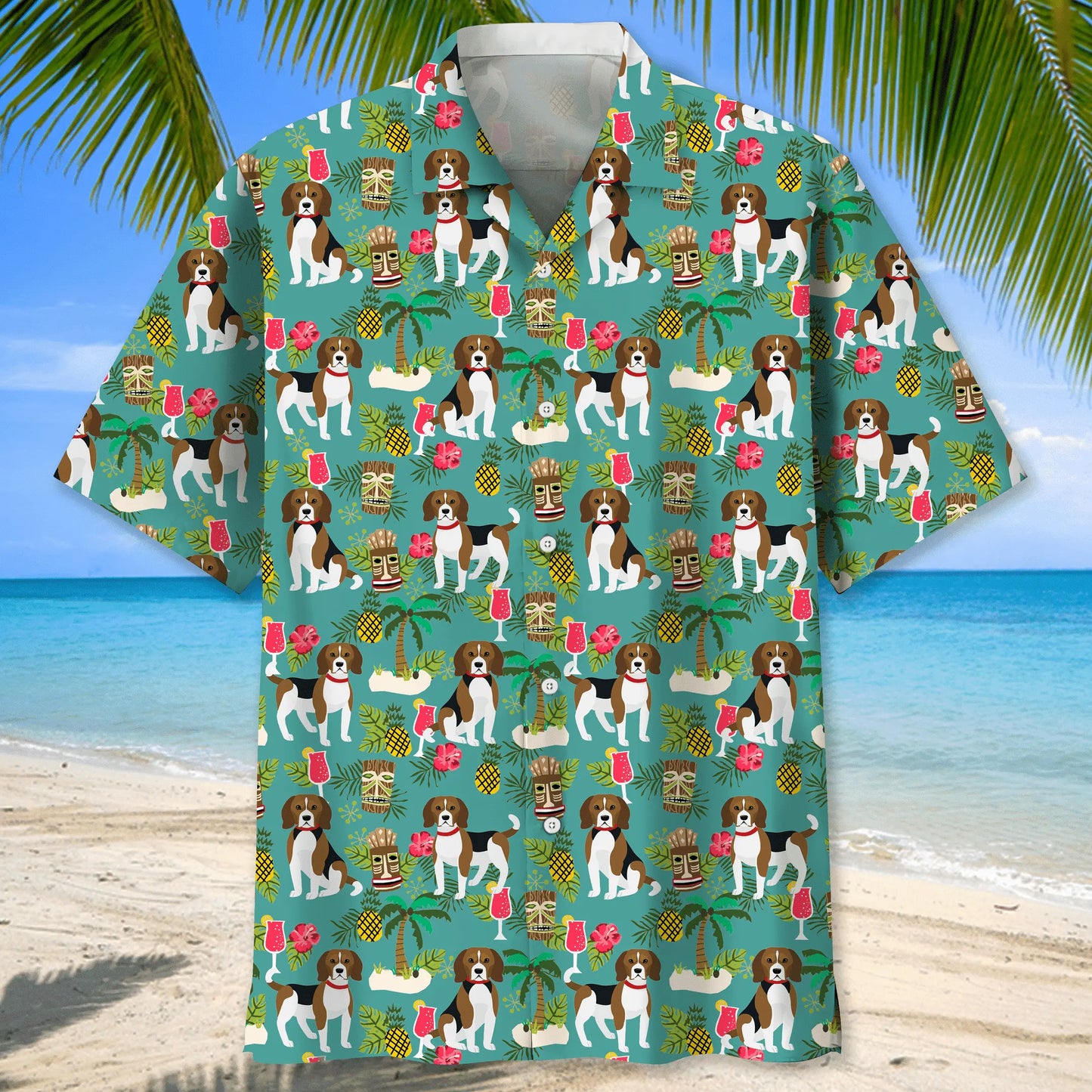 Beagle Beach Hawaiian Shirt For Coastal Travel, Casual Events, And Comfortable Summer Wear