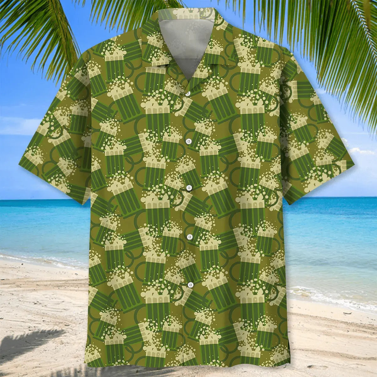 Beer Green Irish Saint Patrick's Day Hawaiian Shirt For Tropical Holidays, Outdoor Gatherings, And Everyday Comfort