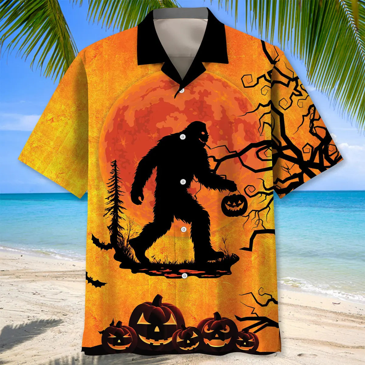 Halloween Bigfoot Hawaiian Shirt For Beach Days, Summer Outings, And Thoughtful Gift Giving