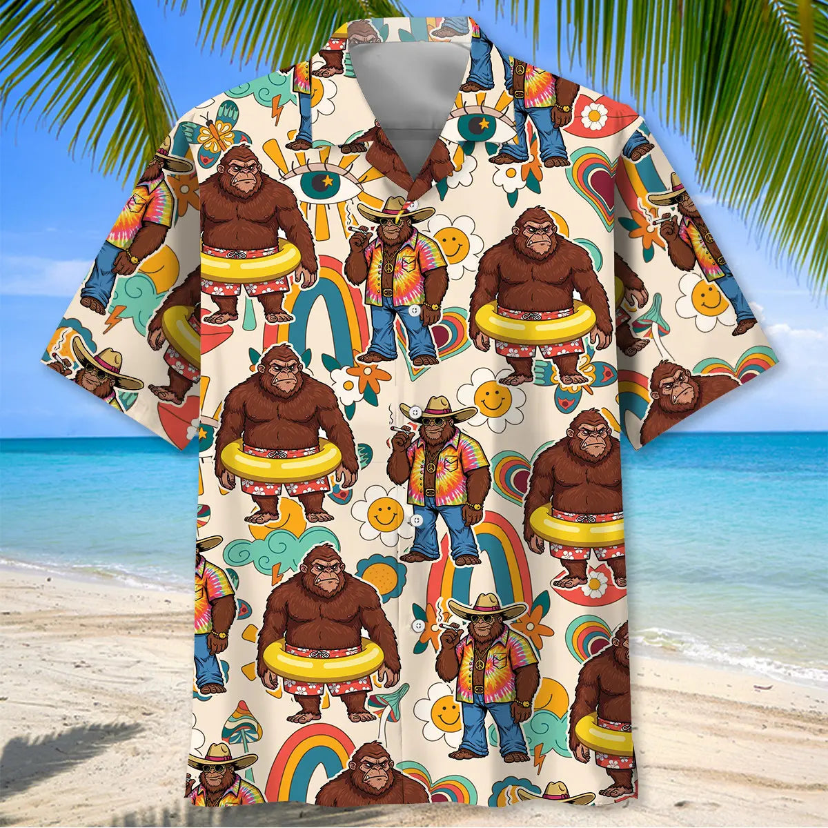 Bigfoot Hippie Soul Hawaiian Shirt For Beach Days, Summer Outings, And Thoughtful Gift Giving