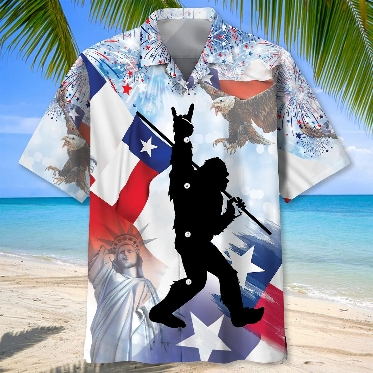 Bigfoot Texas USA Hawaiian Shirt For Beachside Event And Everyday Comfort