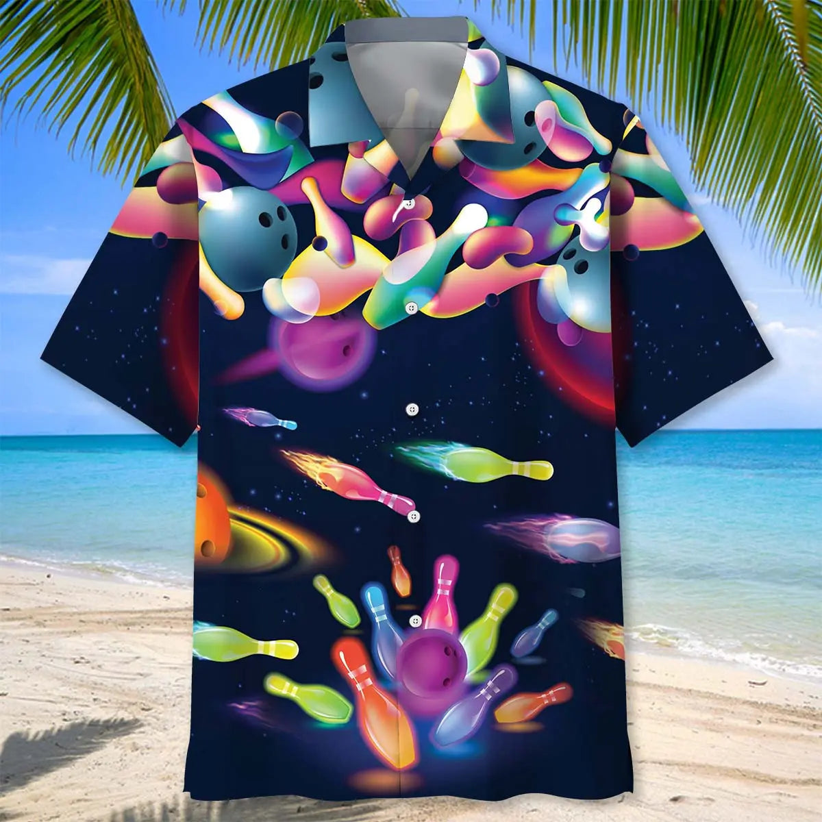 Neon Bowling Hawaiian Shirt For Resort Trips, Coastal Parties, And Warm Weather Style