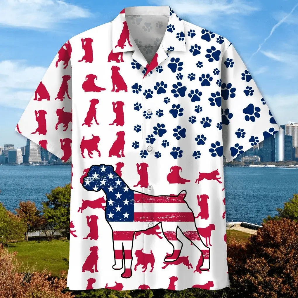 American Boxer Hawaiian Shirt For Tropical Holidays, Outdoor Gatherings, And Everyday Comfort