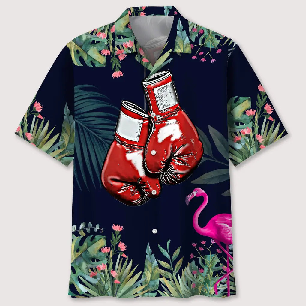 Tropical Boxing Leaf Hawaiian Shirt For Island Vacations, Resort Wear, And Relaxed Seasonal Style