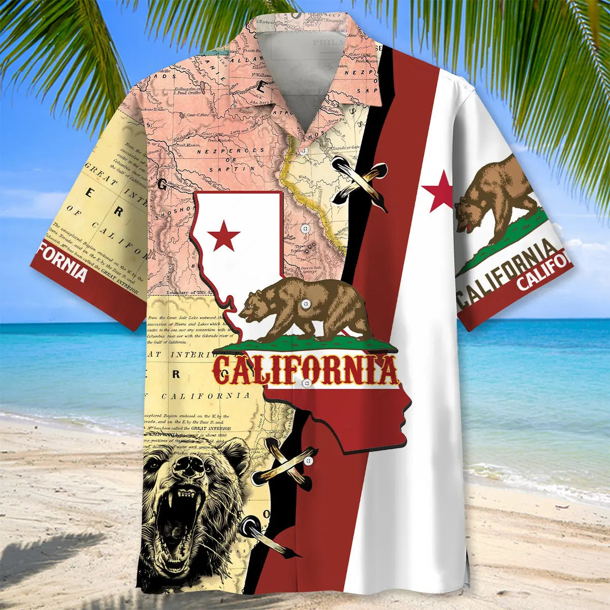 California Proud State Hawaiian Shirt For Weekend Escape, Beach Party, And Warm Weather Fashion