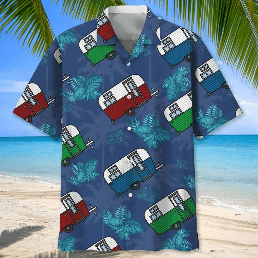 Tropical Camping Hawaiian Shirt For Outdoor Relaxation, Island Trips, And Warm Weather Activities