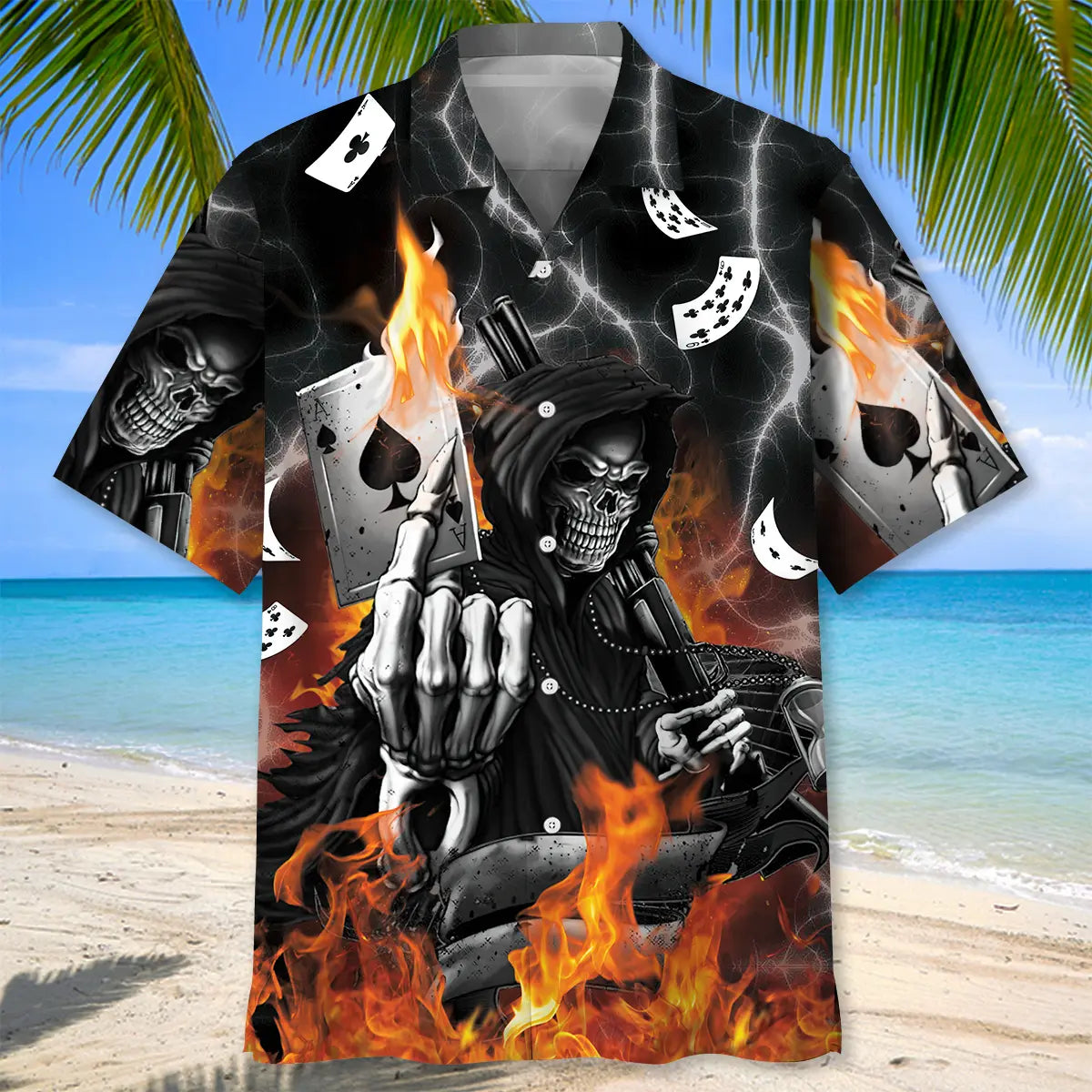 Gothic Dark Casino Devil Hawaiian Shirt For Coastal Travel, Casual Events, And Comfortable Summer Wear