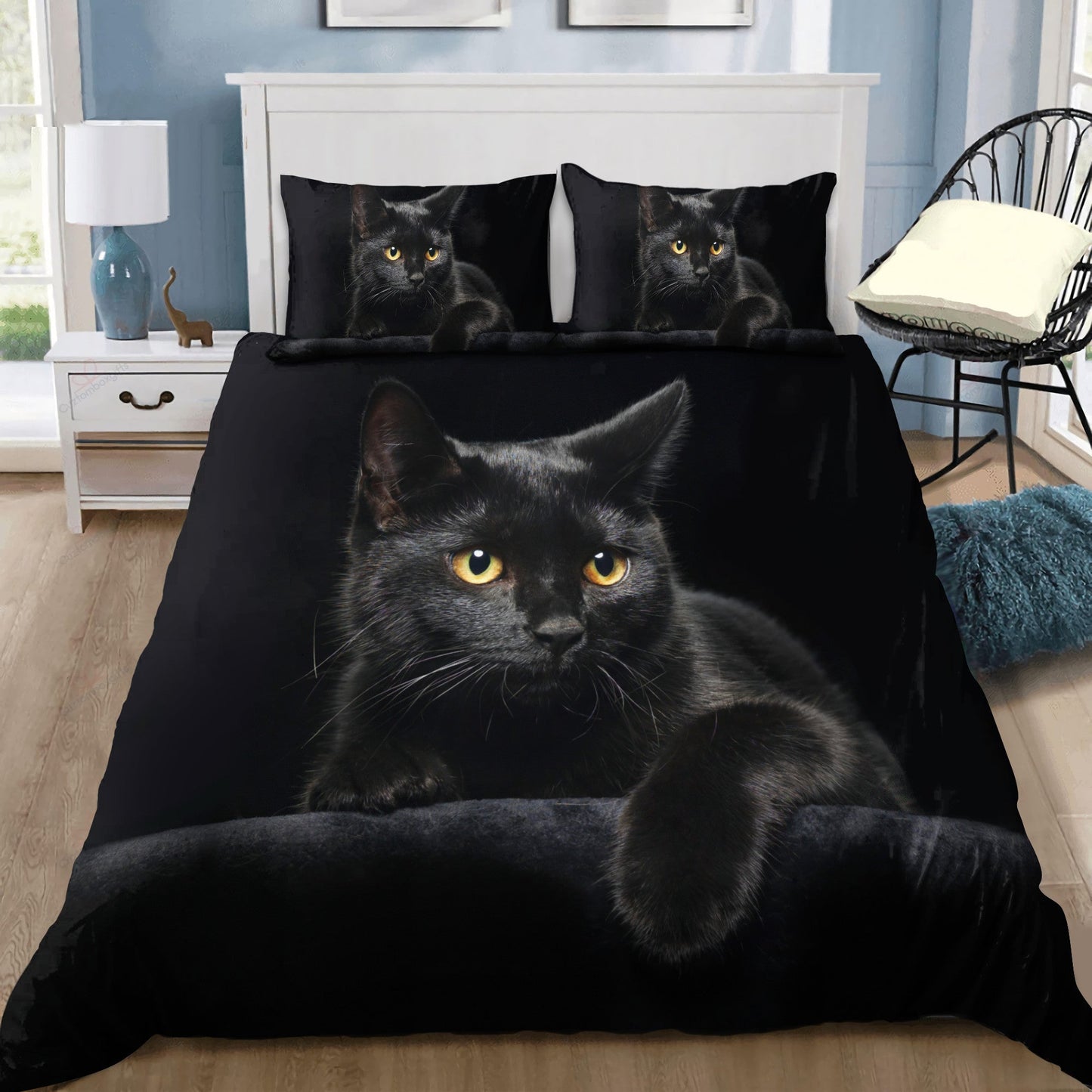 Cute Black Cat Bedding Cover For Pet Lover Bedroom Decor