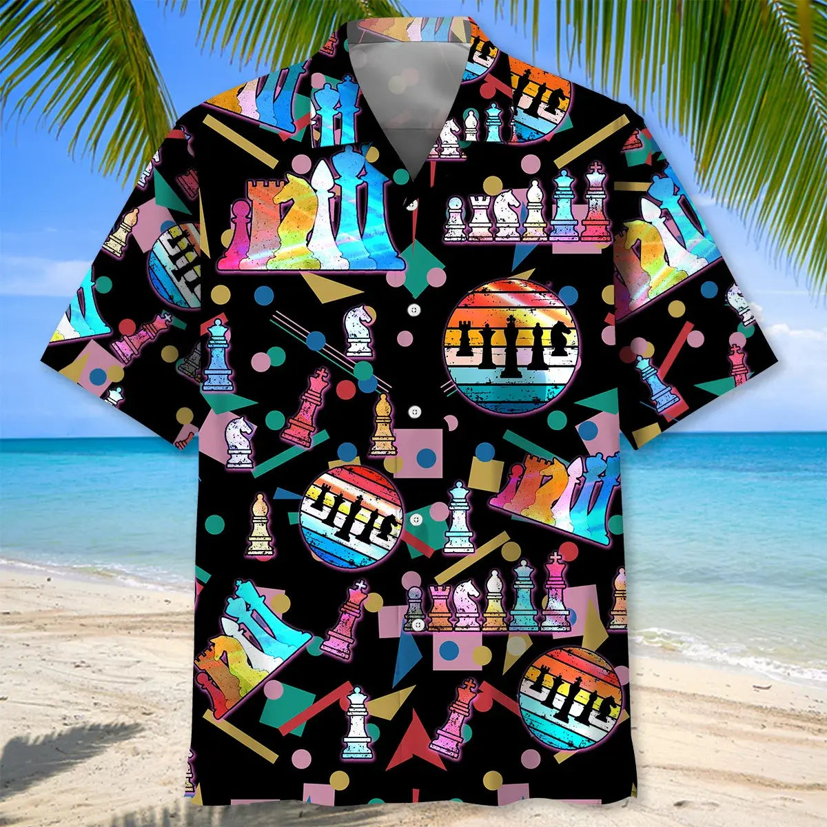 Colorful Chess Hawaiian Shirt For Island Vacations, Resort Wear, And Relaxed Seasonal Style
