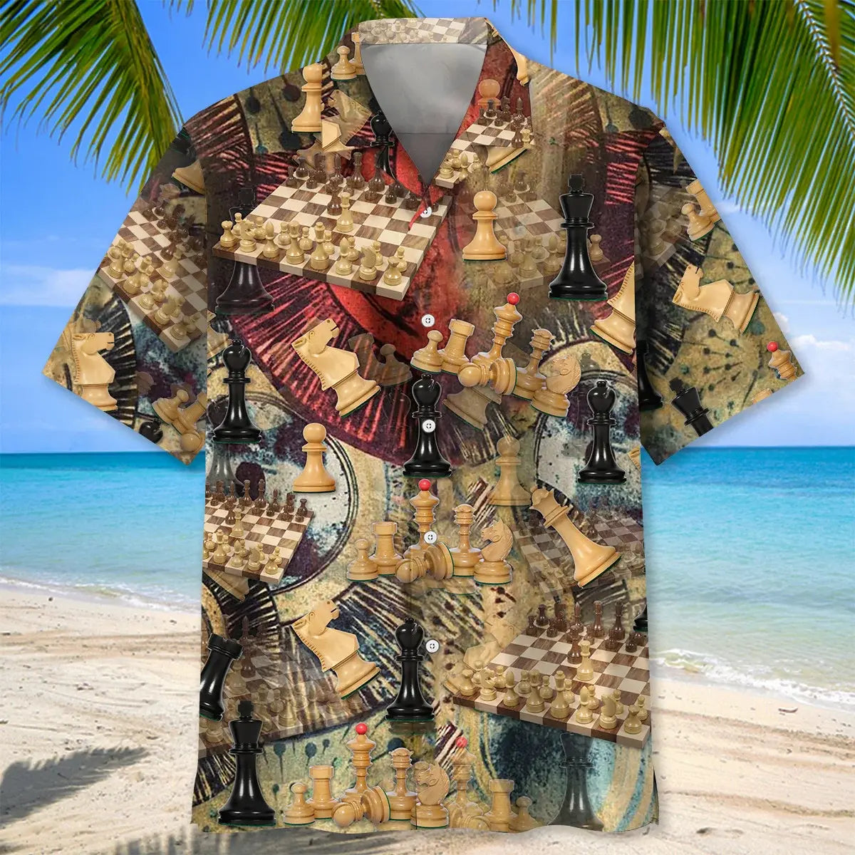 Vintage Chess Hawaiian Shirt For Beach Days, Summer Outings, And Thoughtful Gift Giving
