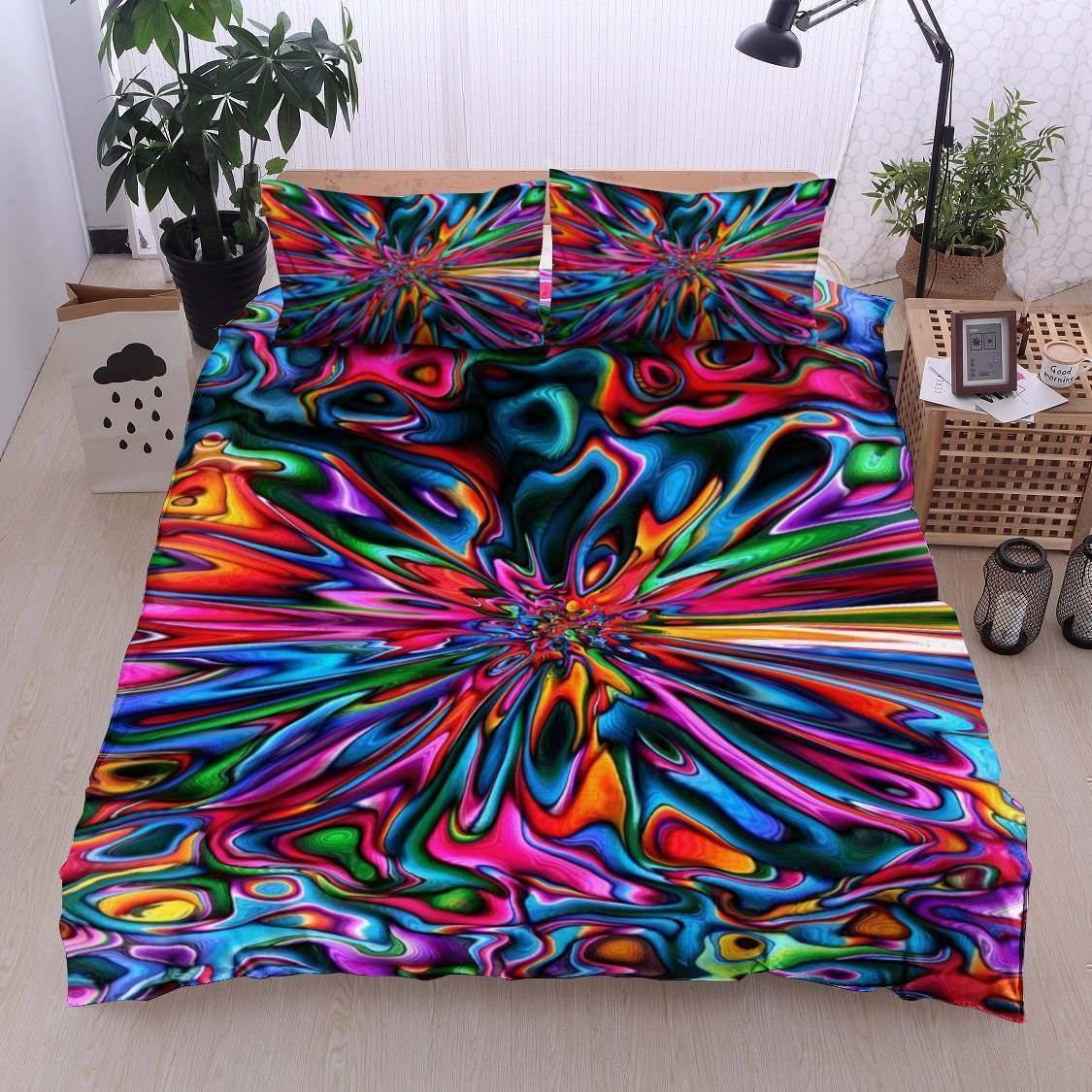 Hippie Colorful Happiness Bedding Cover For Boho Bedroom Decor