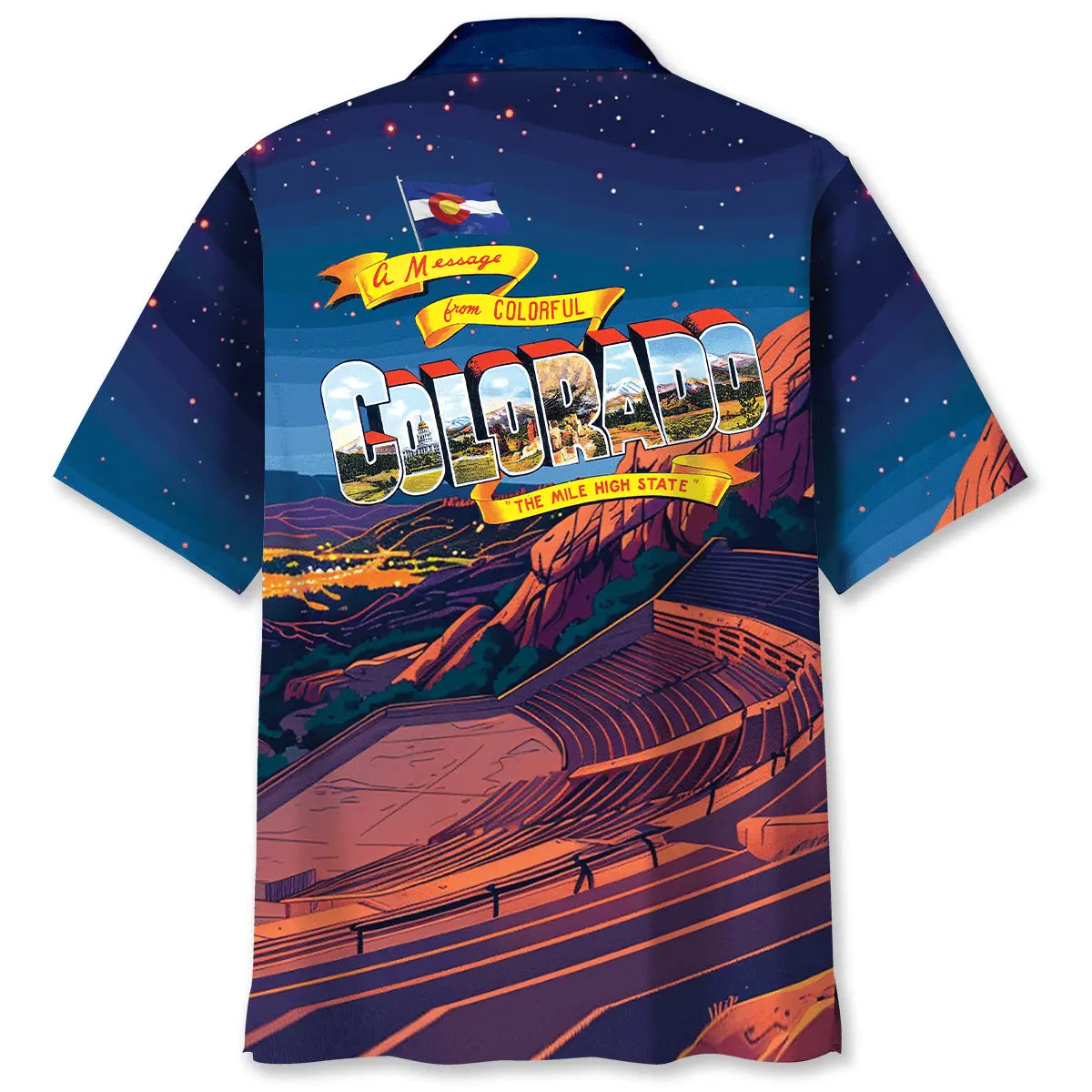 Colorado Mile High Heritage Hawaiian Shirt For Tropical Holidays, Outdoor Gatherings, And Everyday Comfort