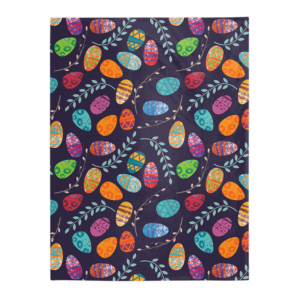 Colorful Easter Egg Pattern Flannel Blanket For Cozy Bedroom Sofa Decor