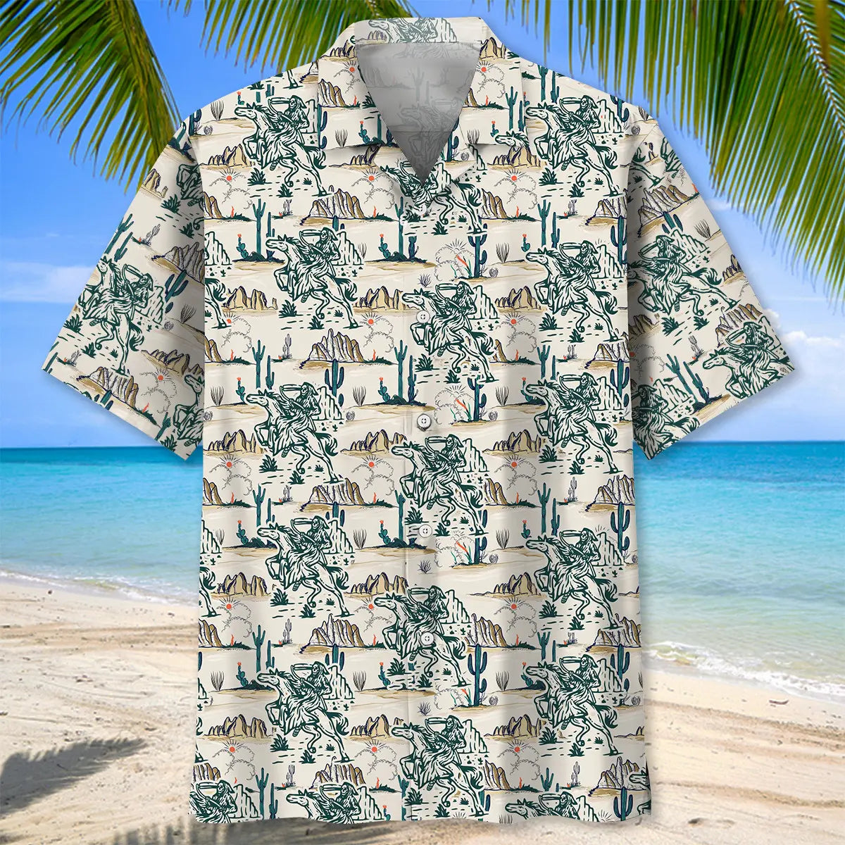 Cowboy Skull Hawaiian Shirt For Island Vacations, Resort Wear, And Relaxed Seasonal Style
