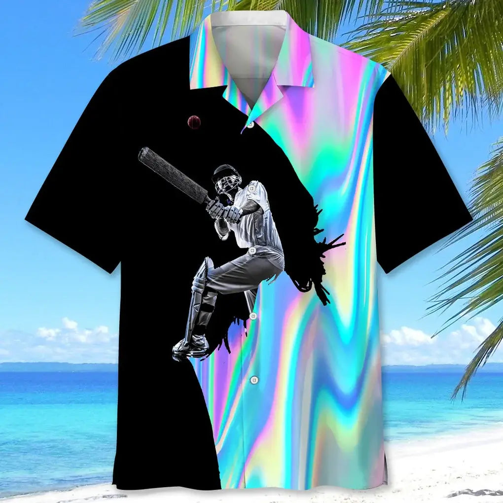 Cricket Liquid Metal Hawaiian Shirt For Resort Trips, Coastal Parties, And Warm Weather Style