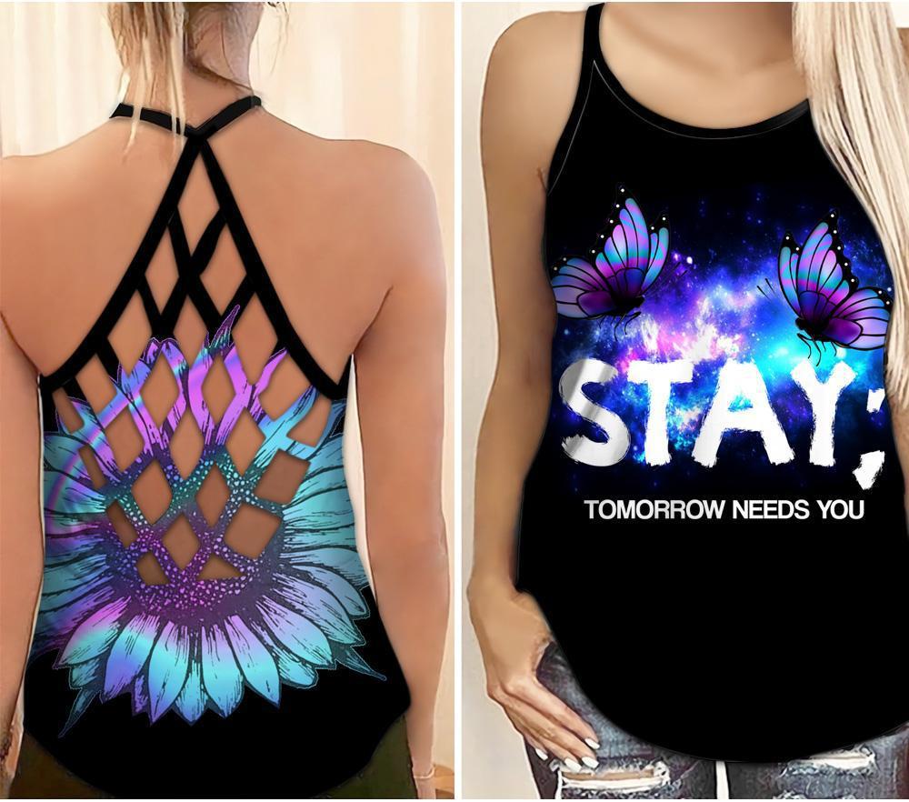 Expressive Wellness Support Hollow Tank Top For Support Events Fitness Activities And Comfortable Daily Style