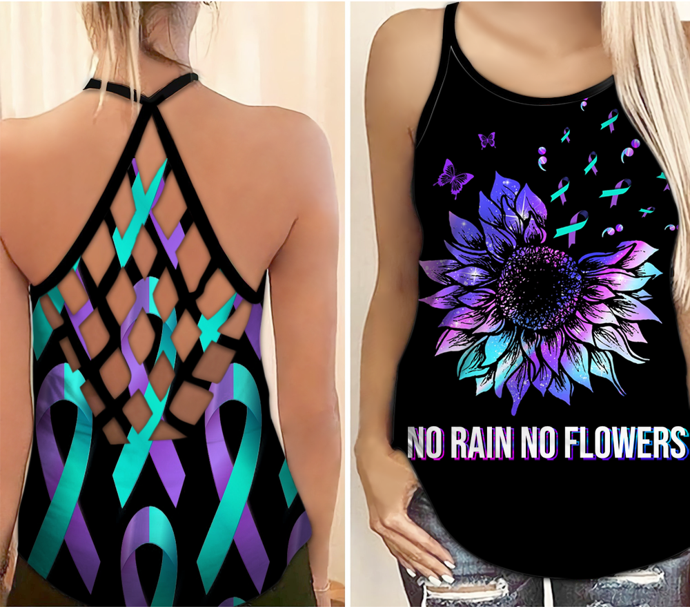 Floral Wellness Support Hollow Tank Top For Community Activities And Comfort