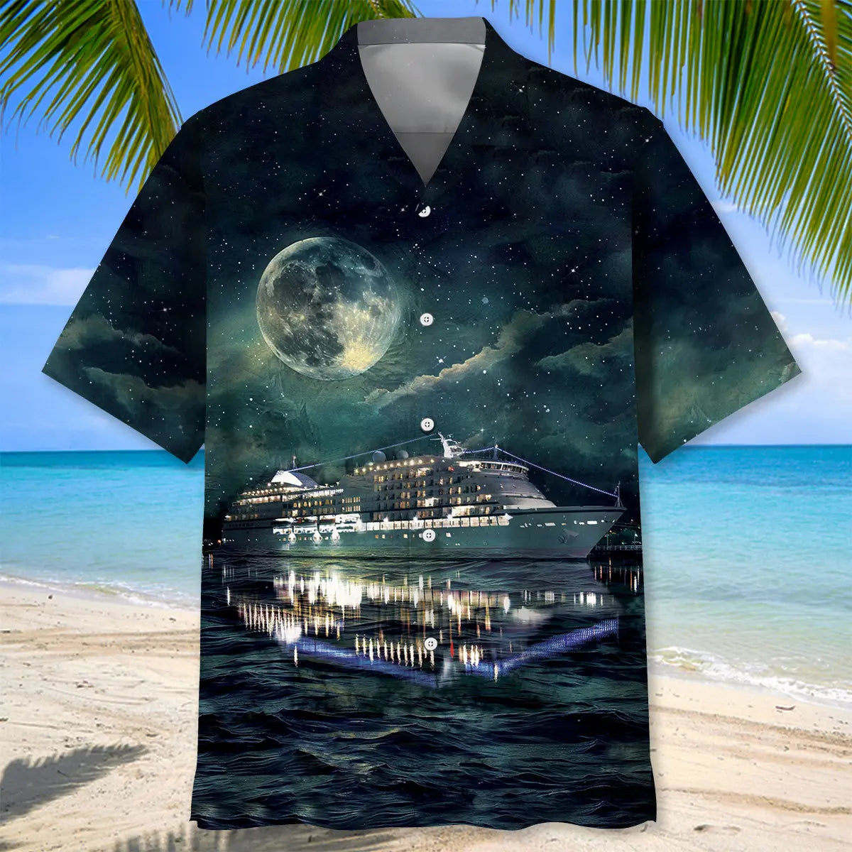 Cruise Moonlight Hawaiian Shirt For Weekend Escape, Beach Party, And Warm Weather Fashion