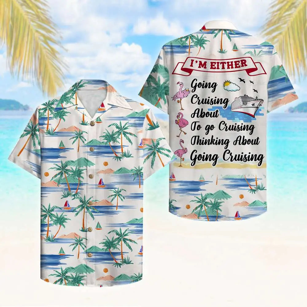 Island Summer Cruising Flamingo Aloha I'm Going Hawaiian Shirt For Animal Lovers, Beach Travel, And Casual Summer Style