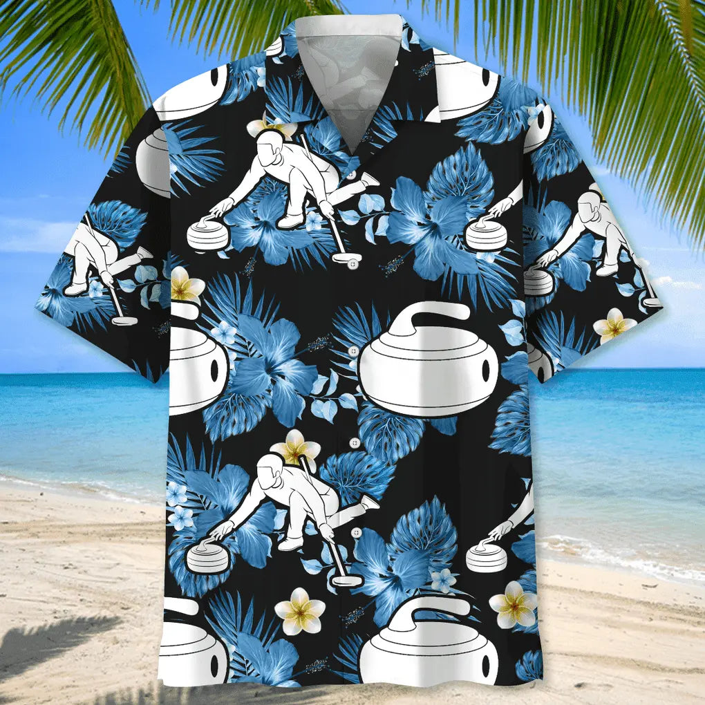 Curling Nature Hawaiian Shirt For Resort Trips, Coastal Parties, And Warm Weather Style
