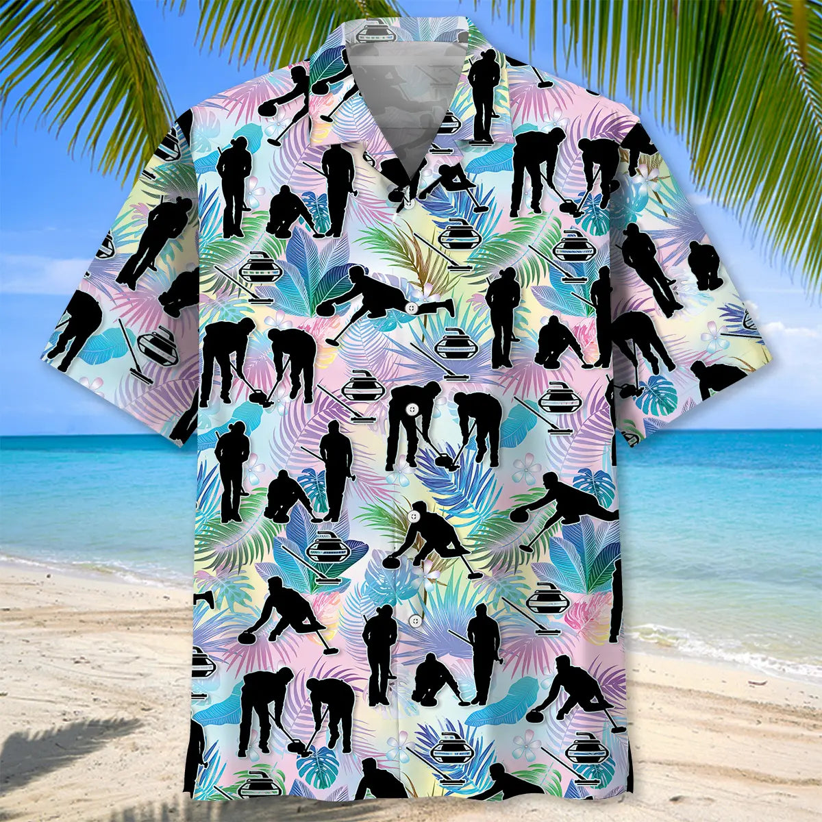 Tropical Curling Hawaiian Shirt For Coastal Travel, Casual Events, And Comfortable Summer Wear