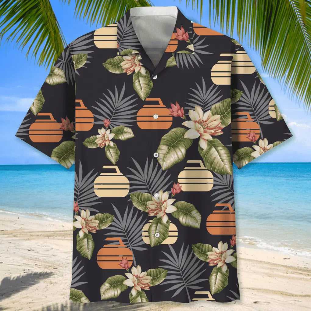 Tropical Curling Hawaiian Shirt For Coastal Travel, Casual Events, And Comfortable Summer Wear