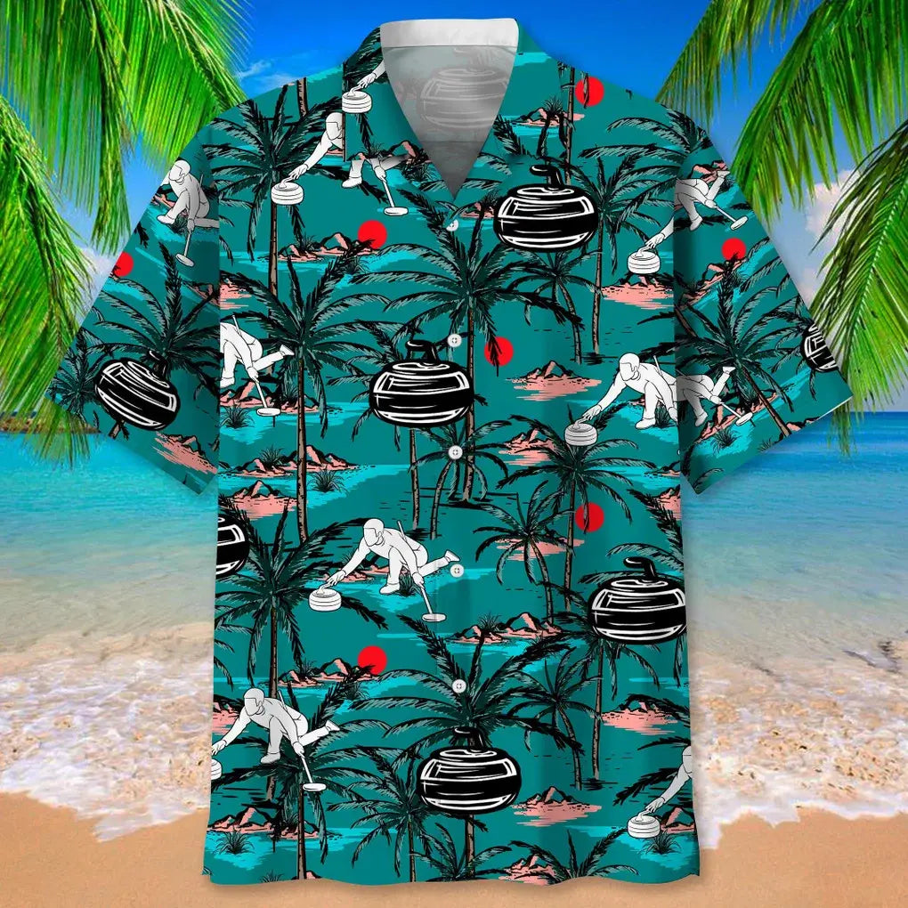 Vintage Curling Hawaiian Shirt For Tropical Holidays, Outdoor Gatherings, And Everyday Comfort